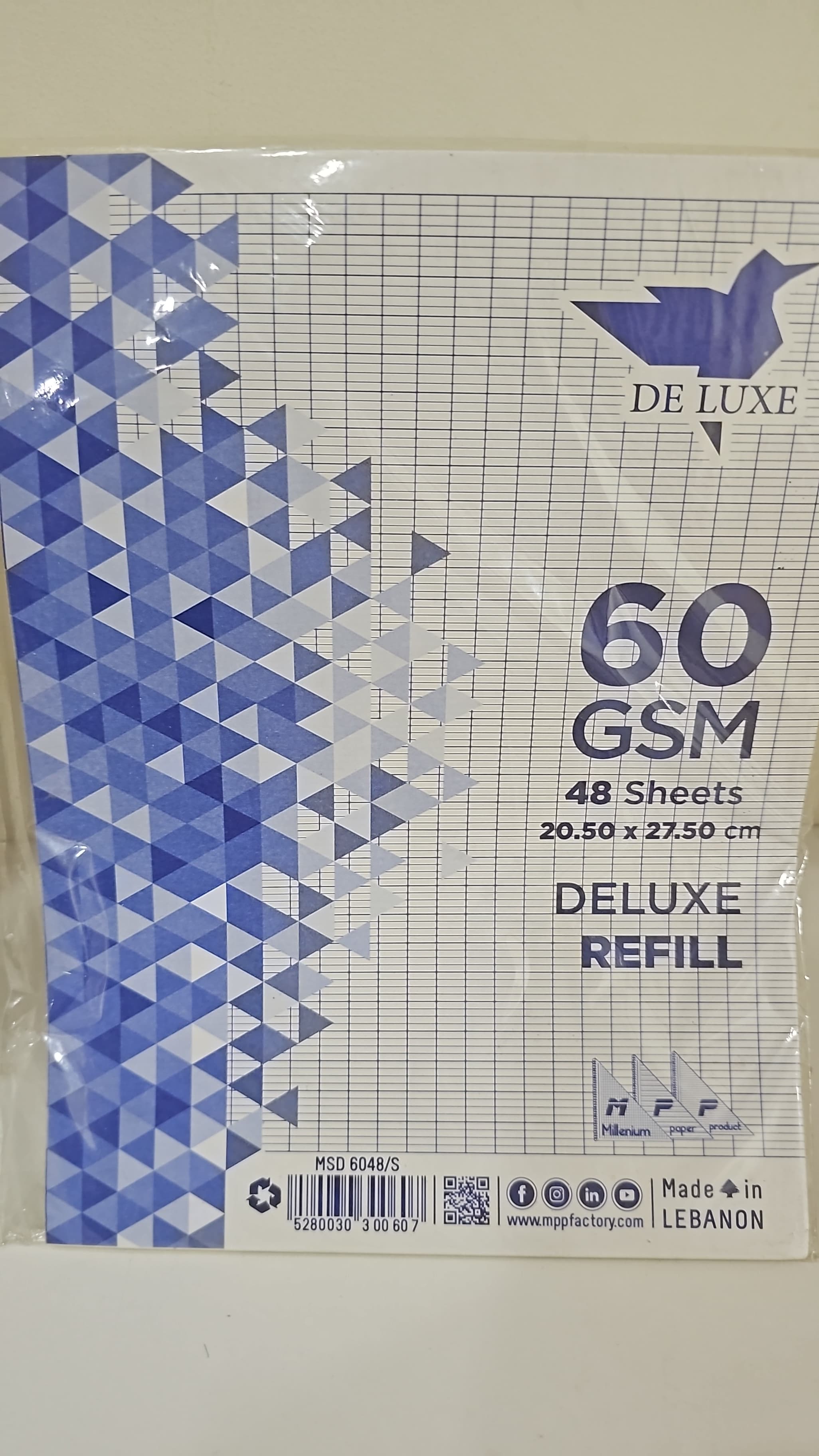 Single Sheets Pack - A4 20.5x27.5cm - 60 gsm - 48 Sheets - Boxes Lines (Math)