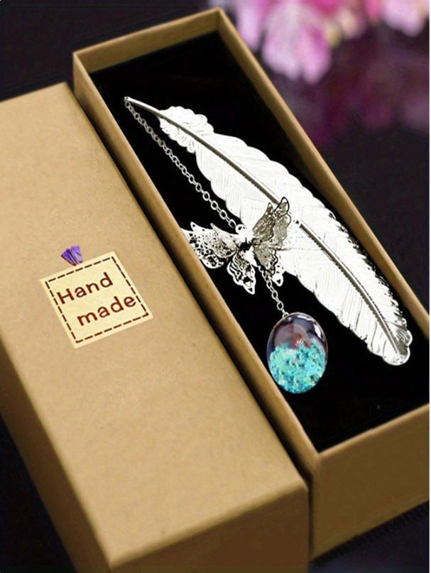 Feather Bookmark Blue
